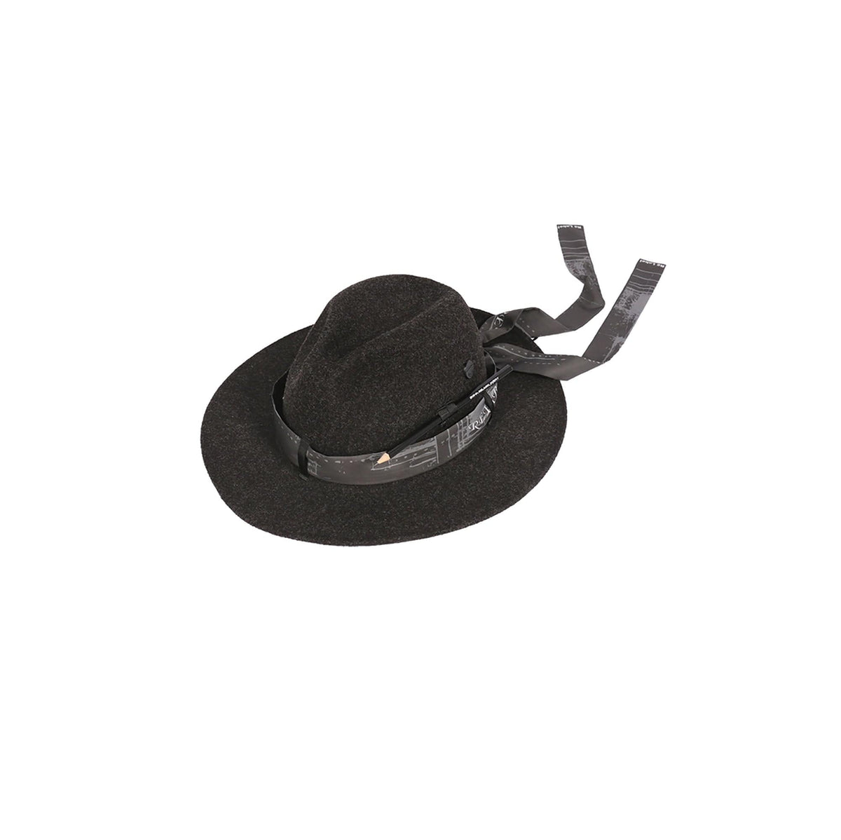 RELABEL Wool Felt Detachable Silk-Scarf Fedora Hat