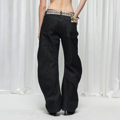 DND4DES×Faychui Spiral Patch Ruched Spliced Curved Jeans