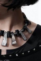 ILLUSORY Distressed Metal Reversible Necklace