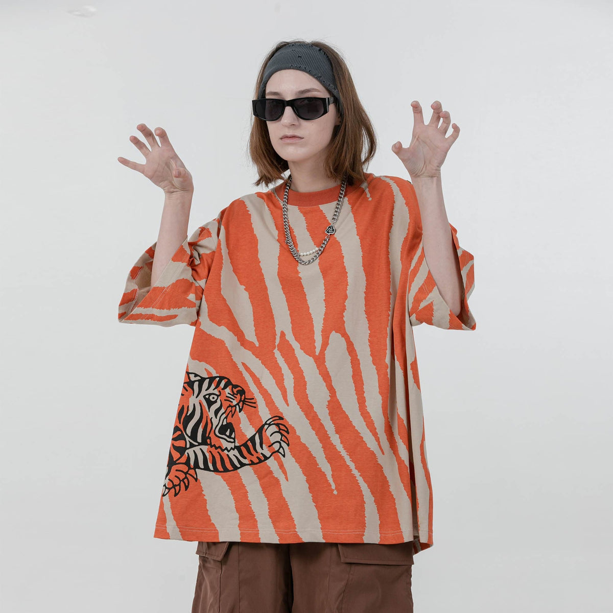 ERROR CODE ROBOT Tiger Stripe Oversized T-Shirt