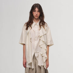 ILNya Nieternite Nifutur Asymmetrical Ruffle Iris Half Shirt