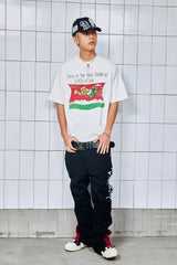 VINKID Arabic Script Crinkled Contrast Spliced Pants
