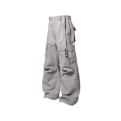 RELABEL Multi-Pocket Oversized Workwear Cargo Pants Gray