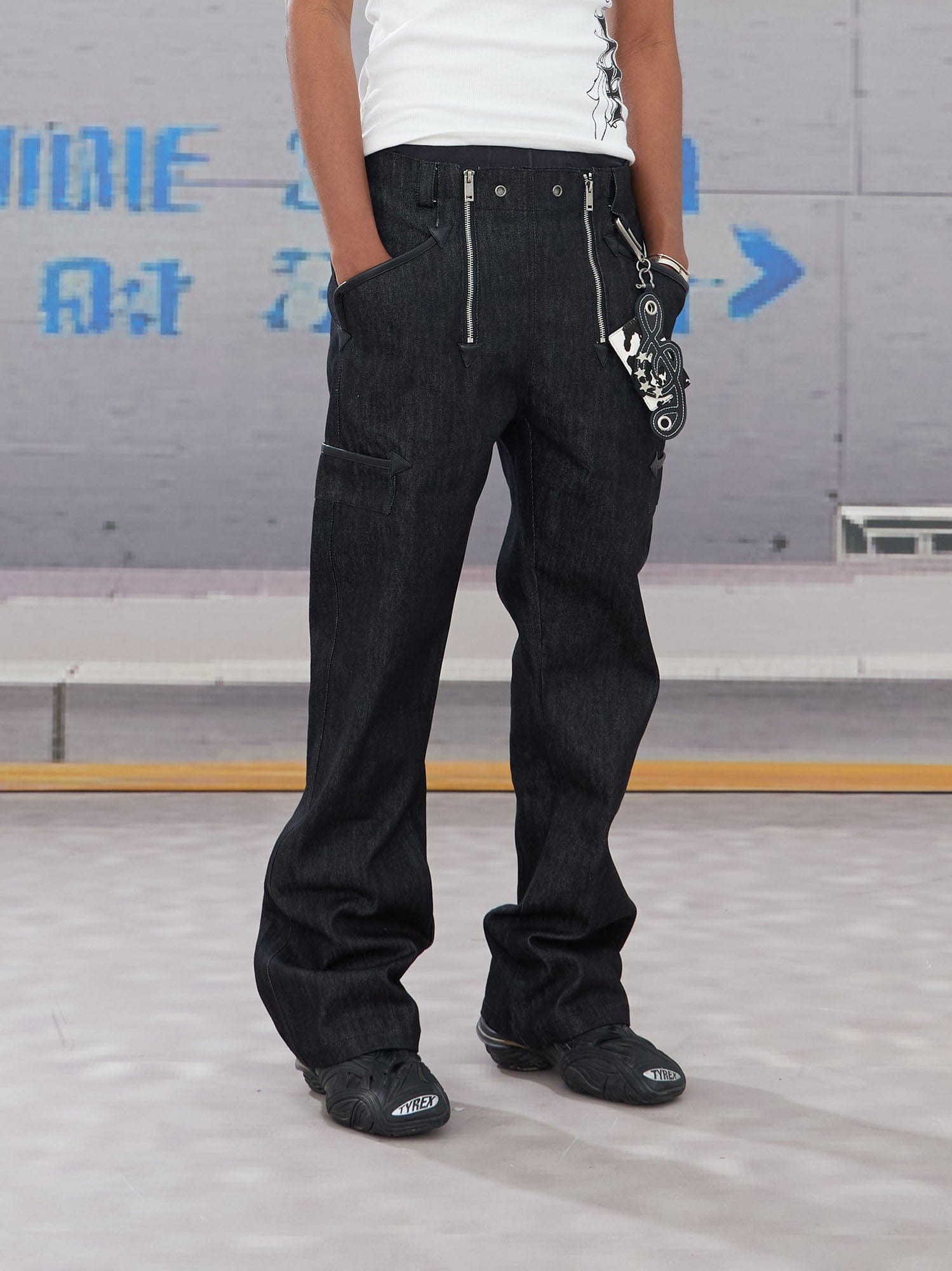 DND4DES Double-Zipper Multi-Pocket Raw Jeans