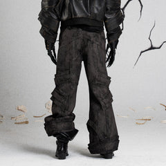 FLYERRER Mutation Layered Strap Distressed Wide-Leg Pants