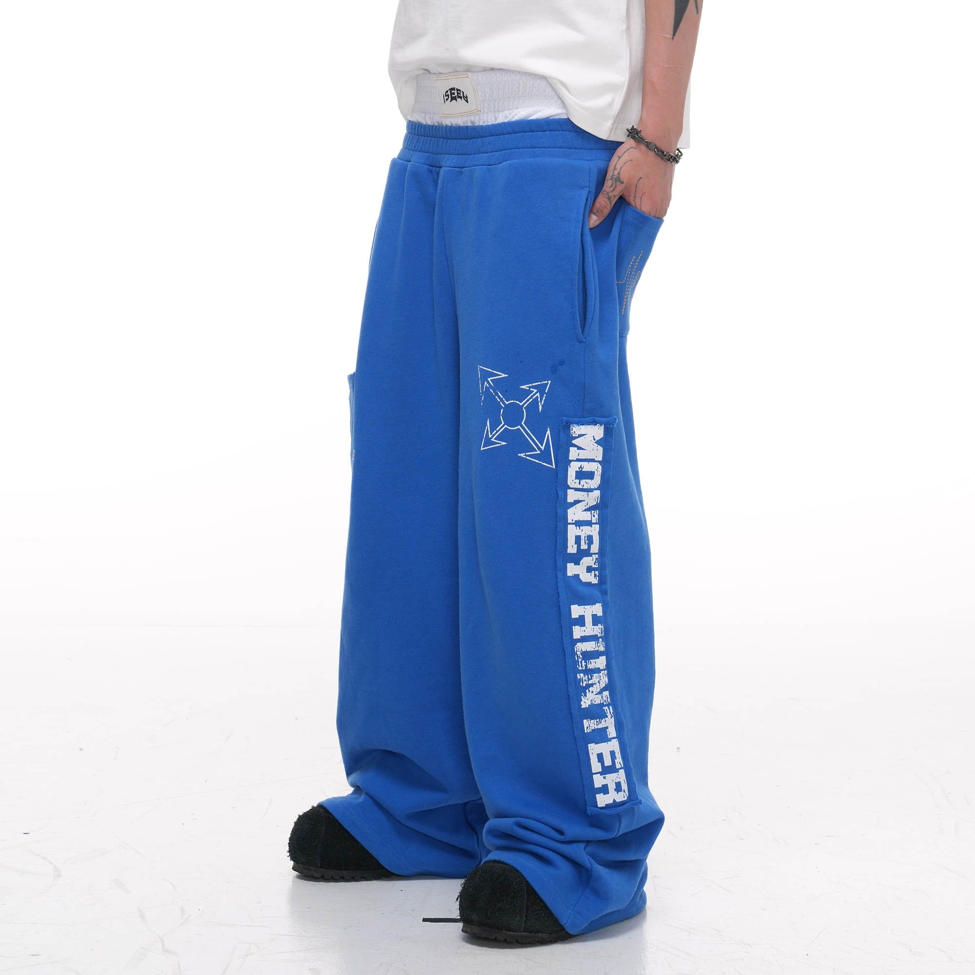 PHANTOMHUNTER Double-Waist Graphics Embroidered Baggy Sweatpants
