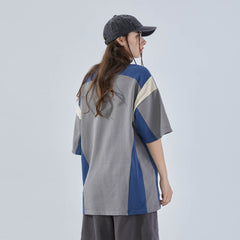 ERROR CODE ROBOT Retro Contrast Spliced Oversized T-Shirt