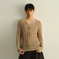 KADAKADA Open-Knit Drawstring Sweater