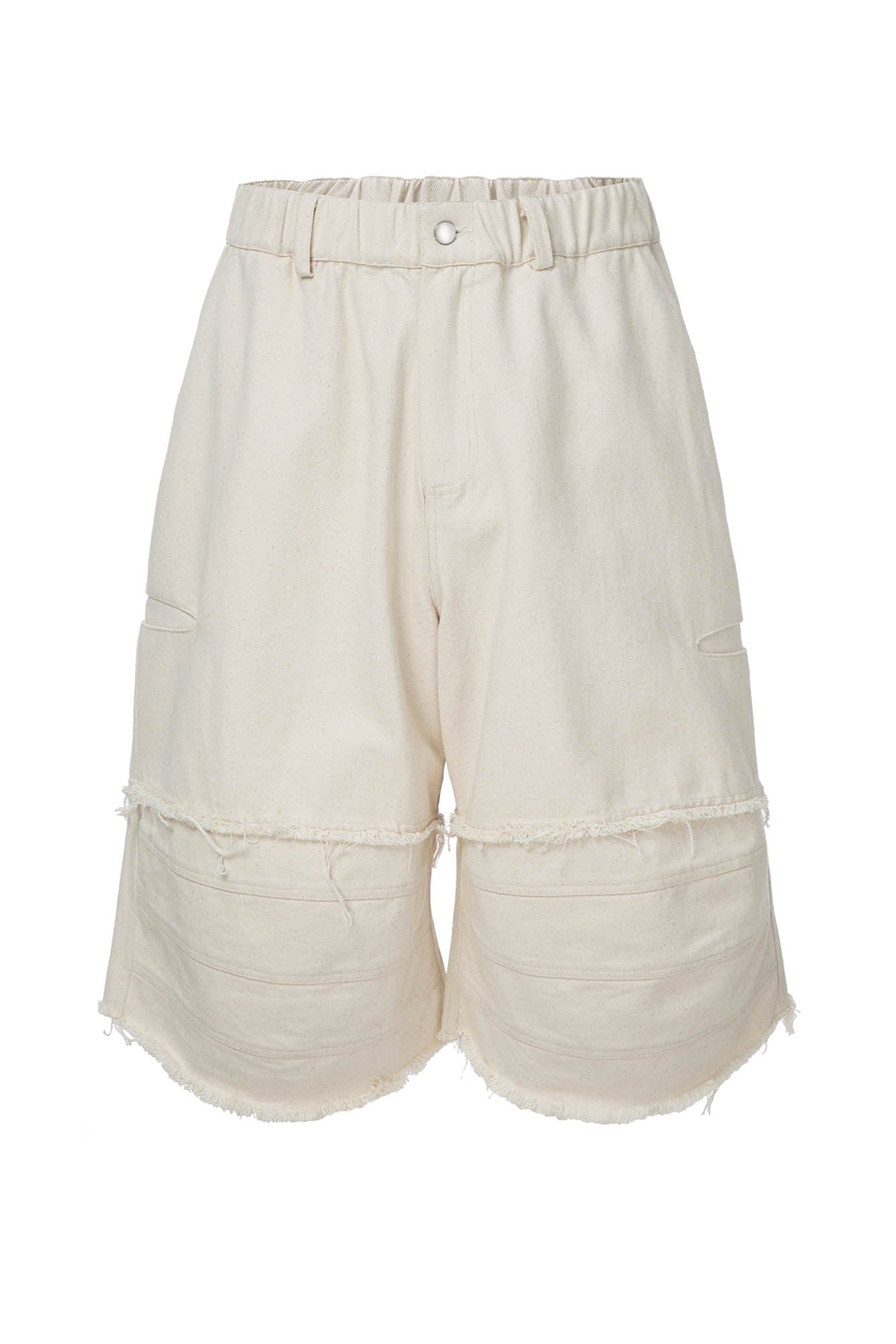 F2CE Layered Spliced Frayed-Edge Shorts