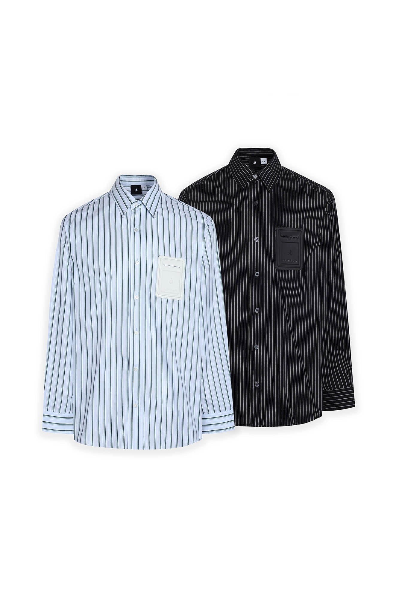 FACEONLAB Striped Patch-Pocket Poplin Shirt