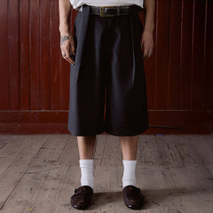 IN EXISTENCE Double-Pleated Mini Check Wide-Leg Shorts