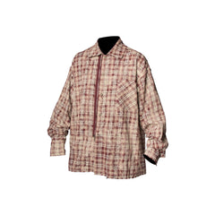 RELABEL Tie-dye Plaid Dual Closure Frayed Shirt