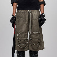 FLYERRER Dirty Fit Layered Frayed Knee Shorts