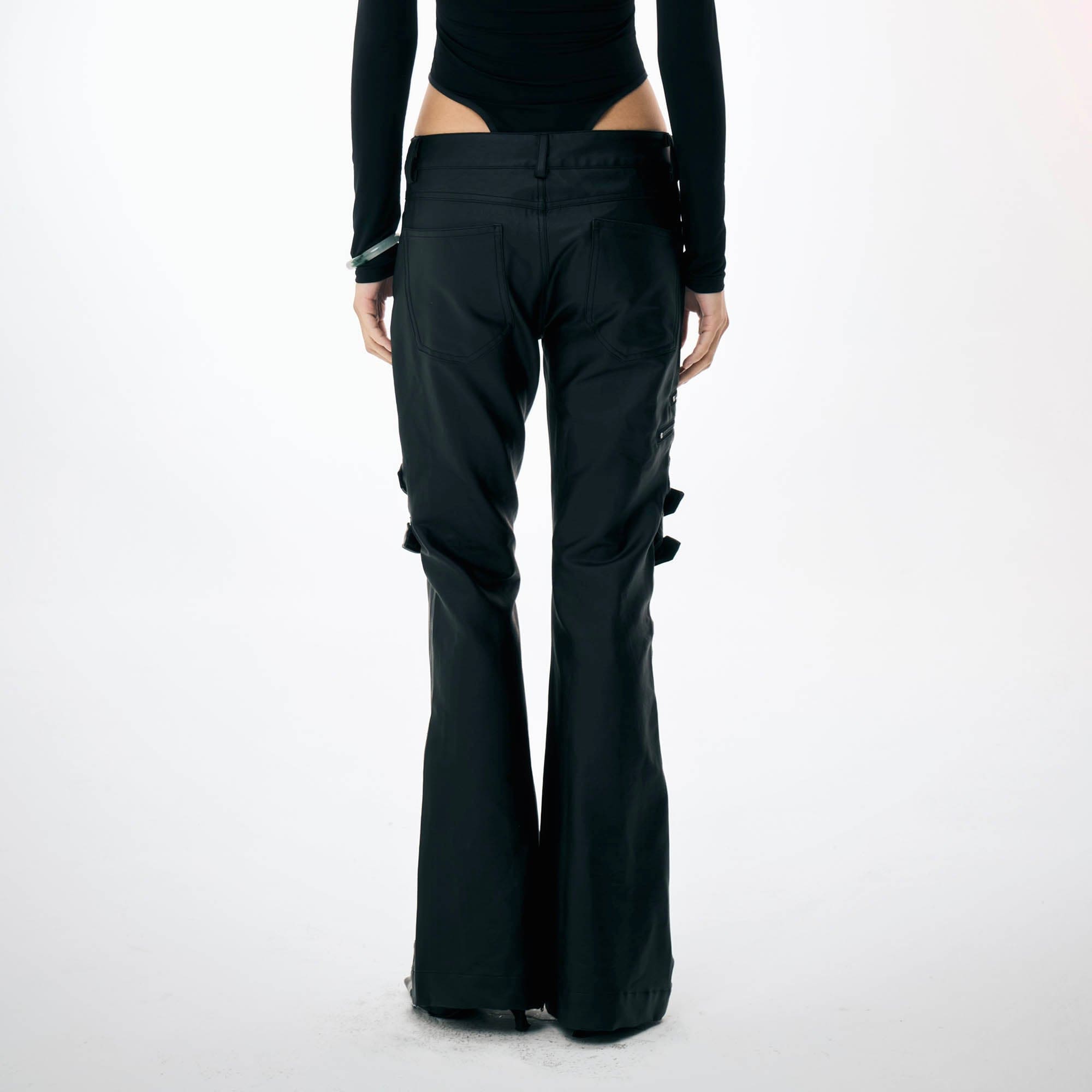 DND4DES×Faychui Waxed Strapped Flared Pants