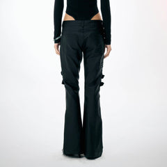 DND4DES×Faychui Waxed Strapped Flared Pants