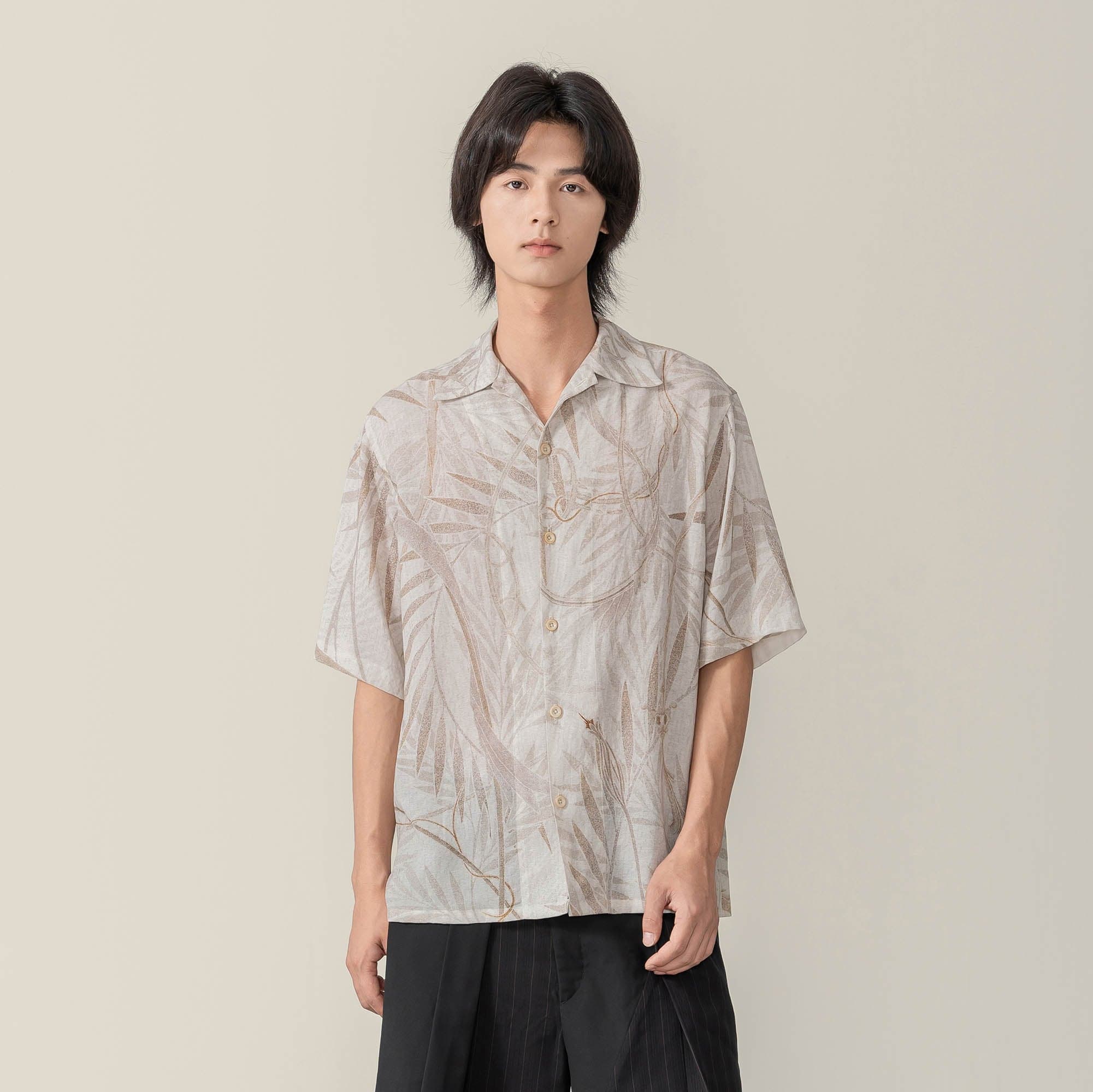 MOITIEDEPETALE Retro Foliage Half Shirt