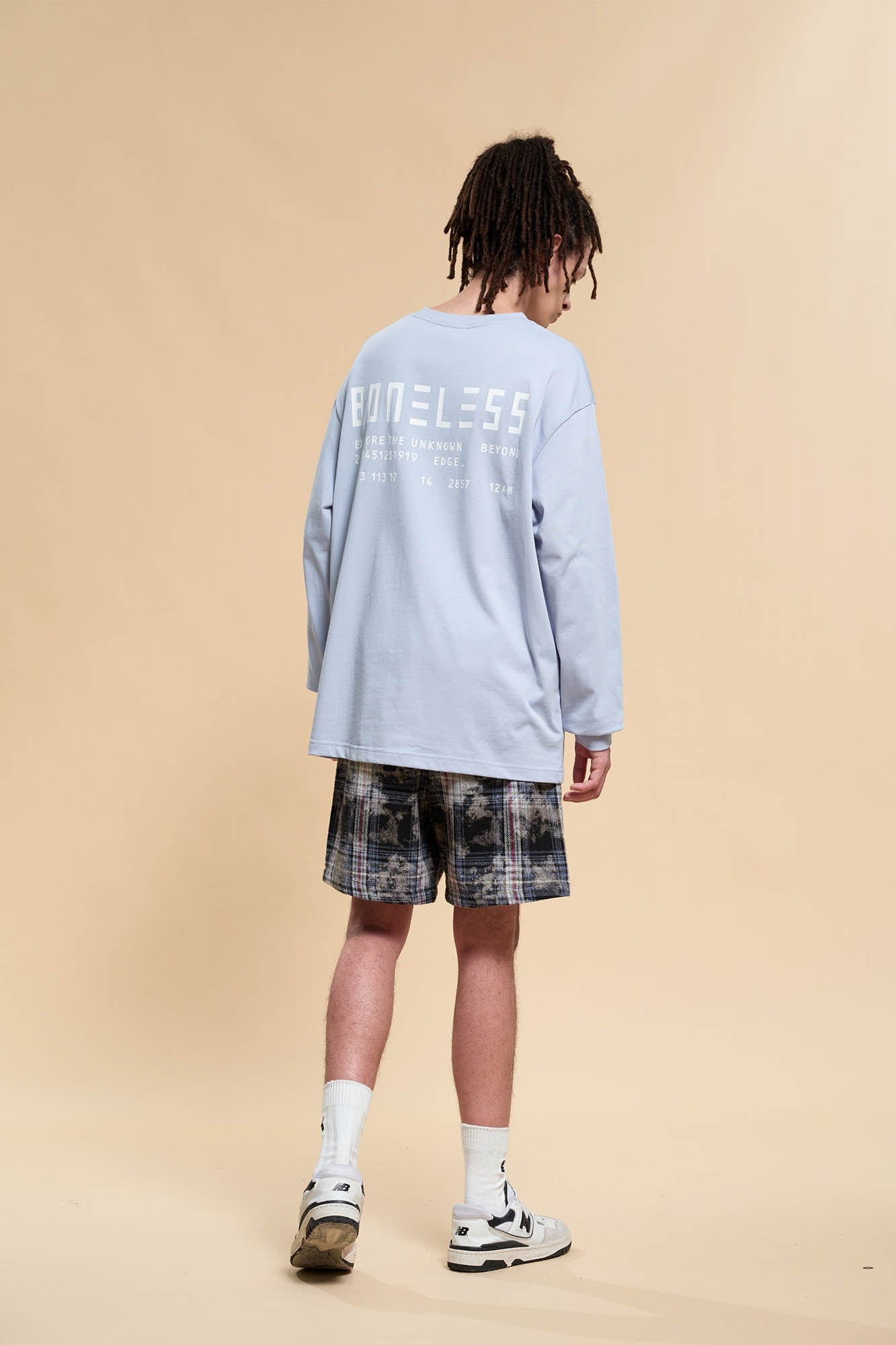 BONELESS Plaid Distressed Drawstring Shorts