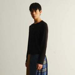KADAKADA Cut-Out Loop Button Fitted Cardigan