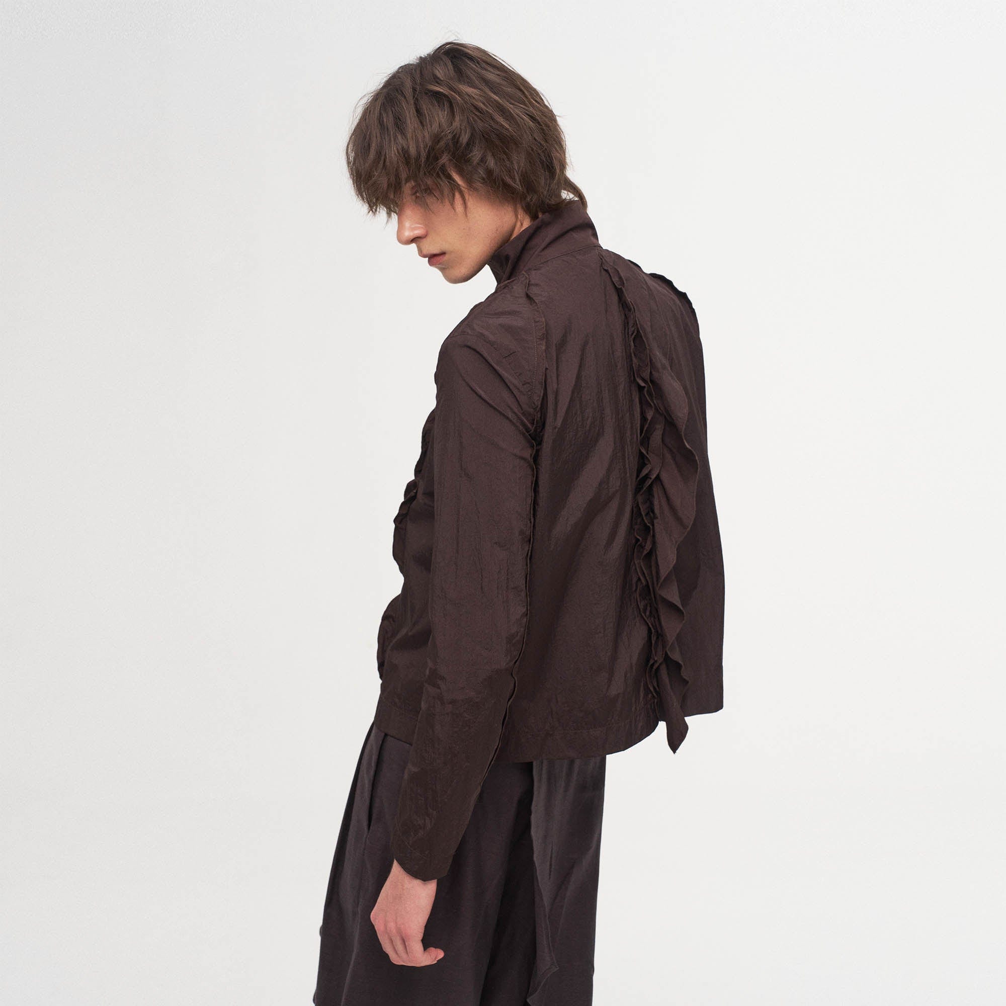 ILNya Nieternite Nifutur Ruffled Spliced High-Neck Jacket