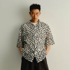KADAKADA Leopard Lace Bone-Button Shirt