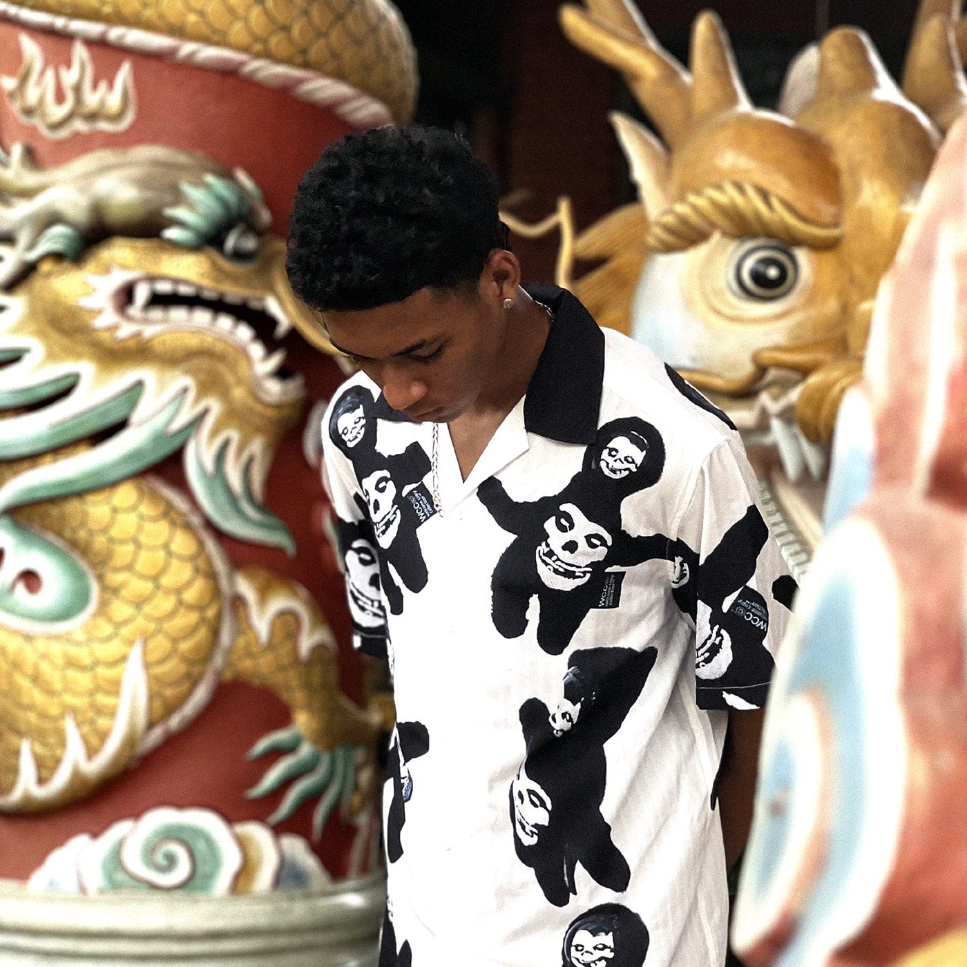 WCC Ghost Face Full Print Cuban Half Shirt