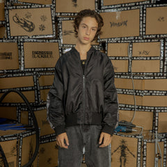 BLACK8MOB Retro Distressed Camo Panel Bomber Jacket