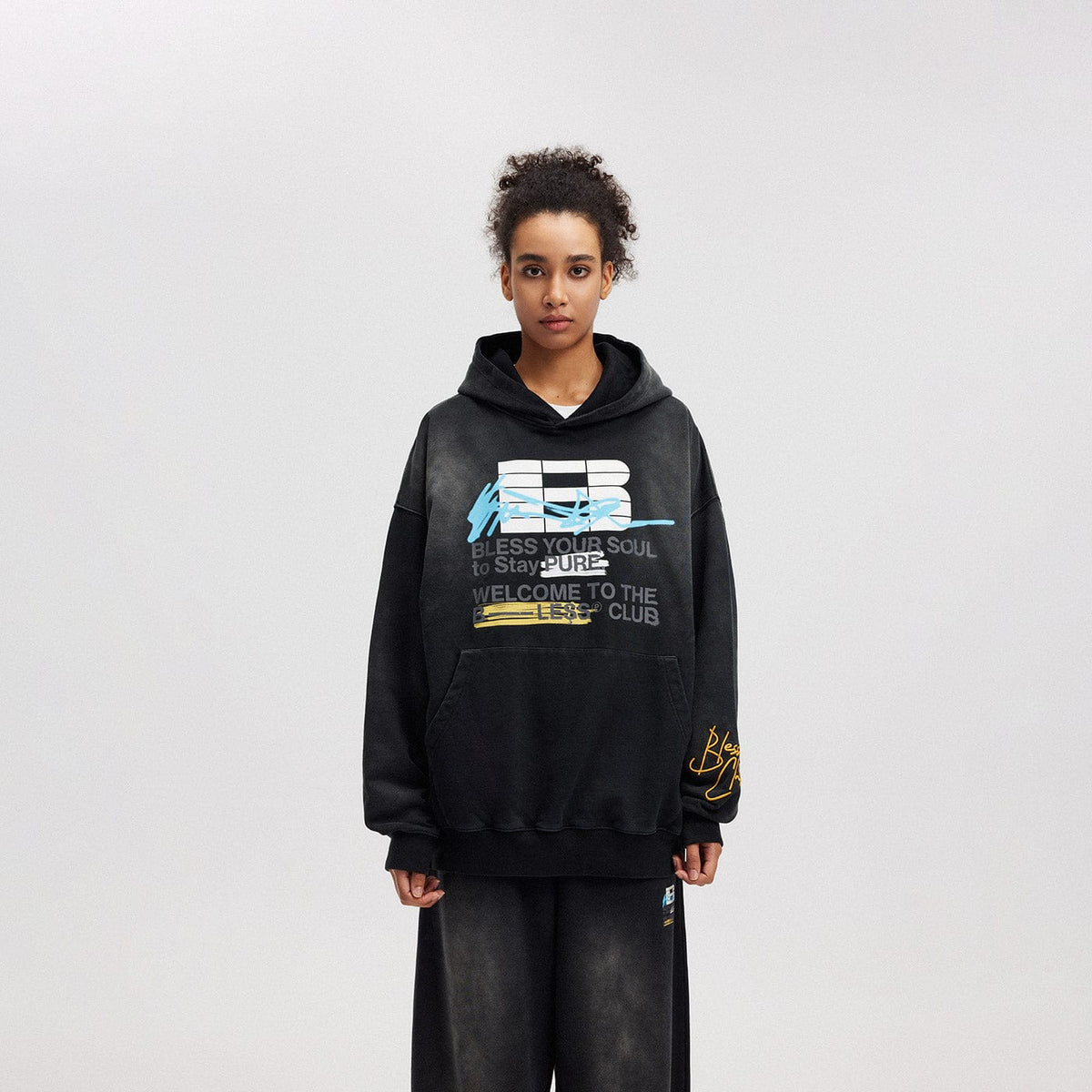 BONELESS Slogan Logo Washed Hoodie