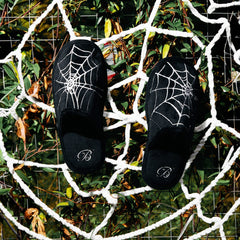 BLACK8MOB Spiderweb Embroidered Slippers