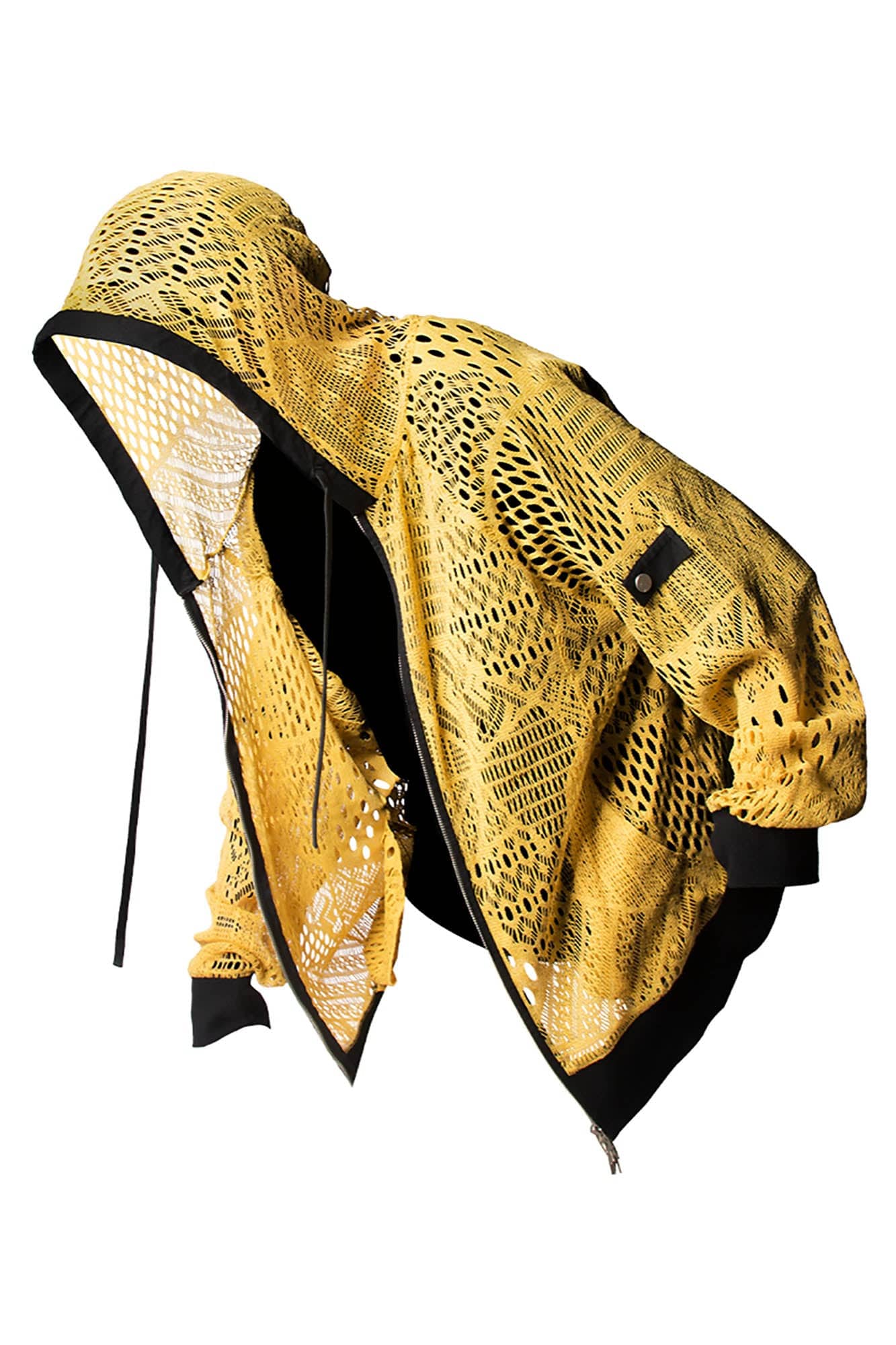 RELABEL Patchwork Crochet Mesh Zip-Up Hoodie
