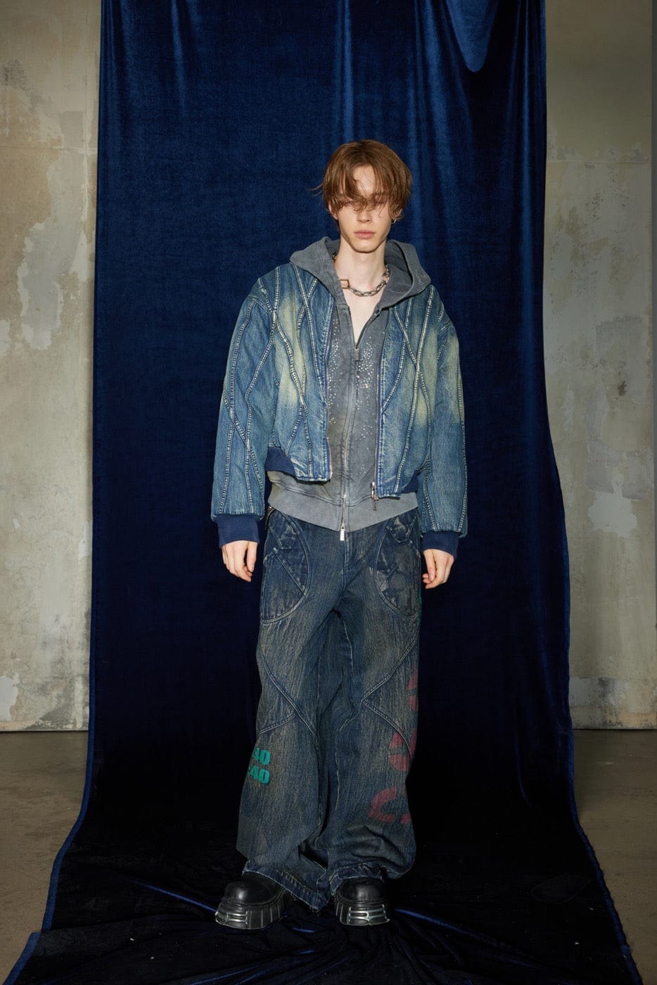 DND4DES Spliced Graffiti Wide-Leg Jeans
