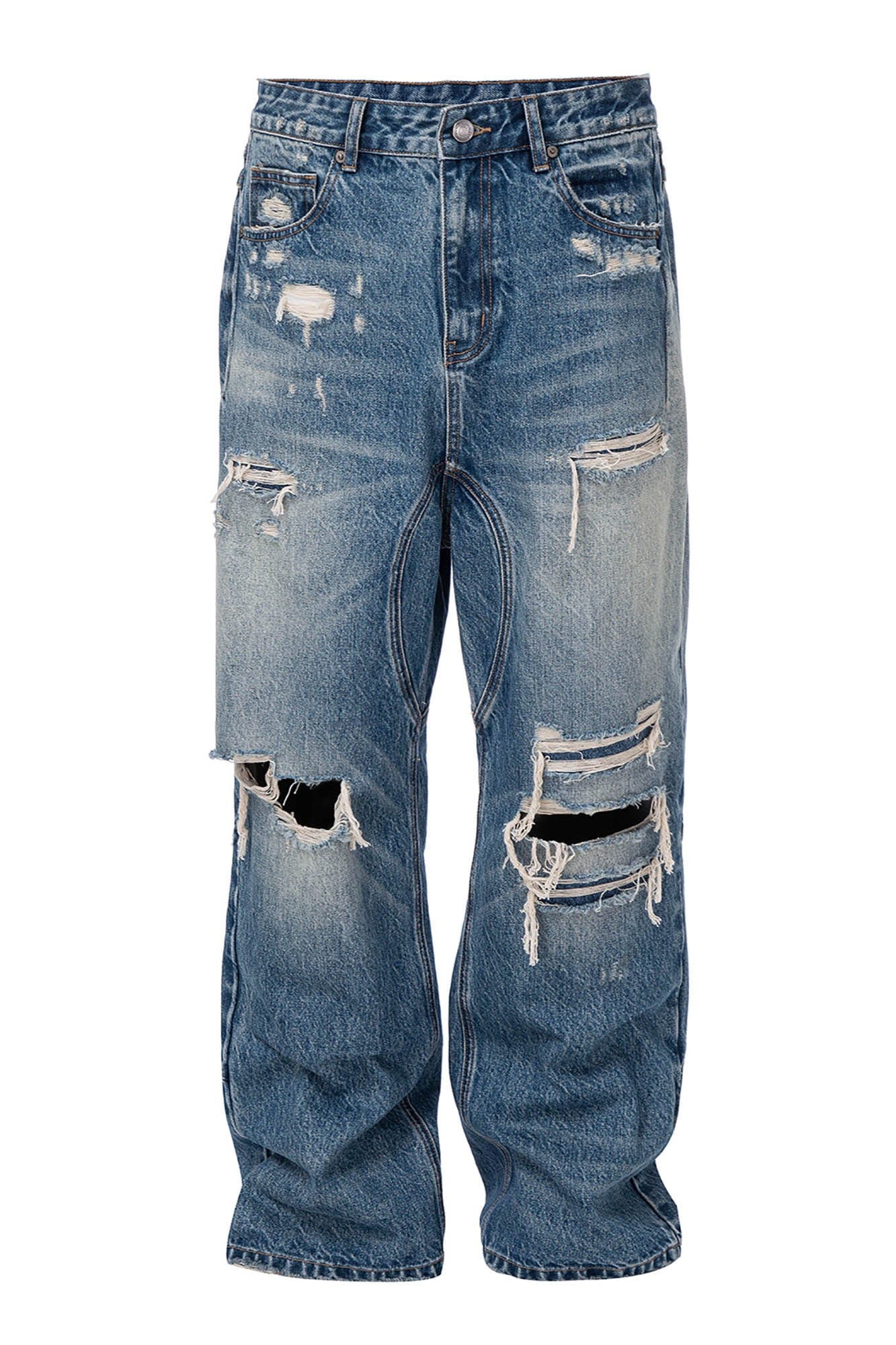 F2CE Ripped Curved Spliced Jeans