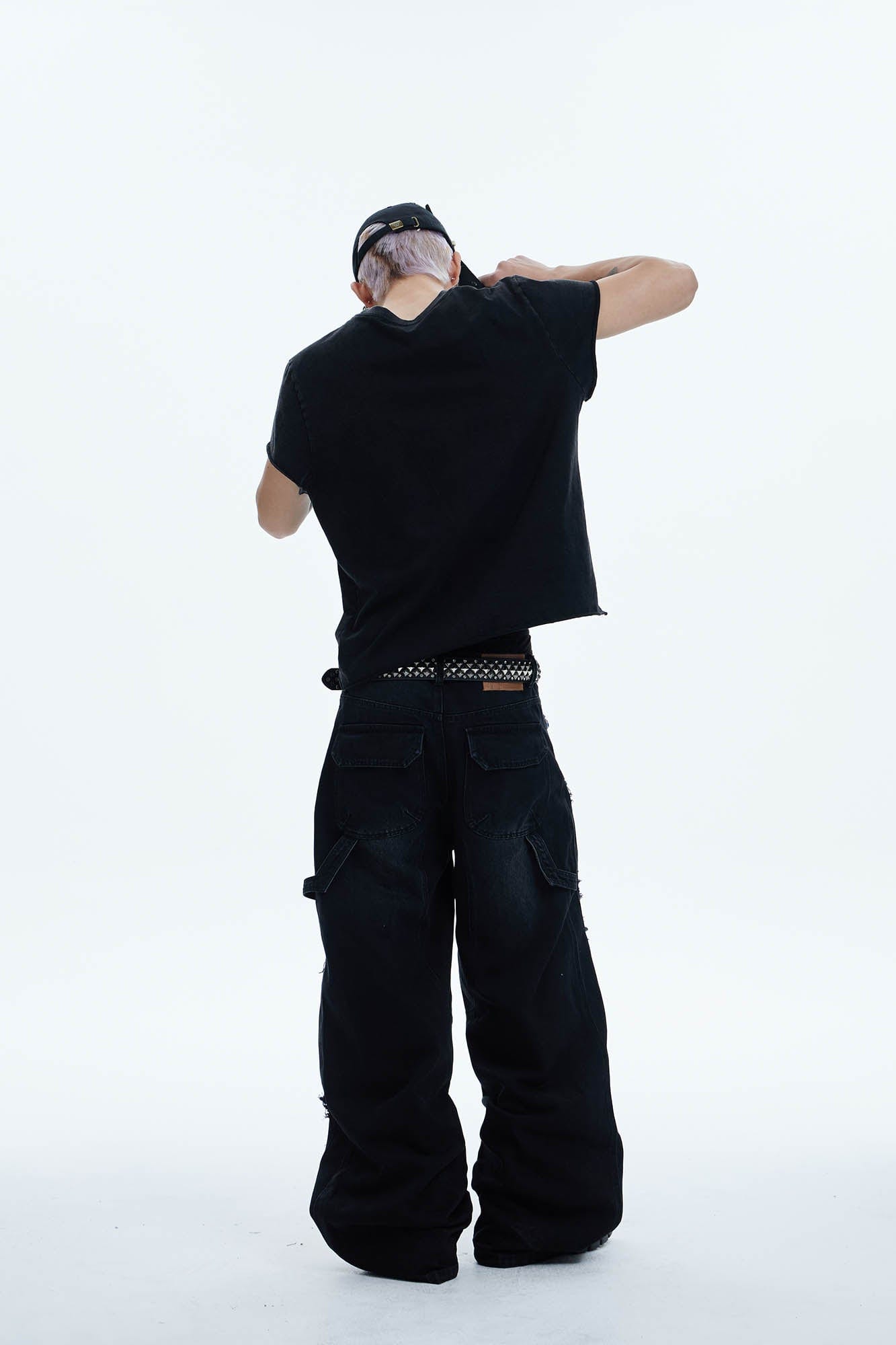 DND4DES Shredded Rivet-Paneled Baggy Jeans