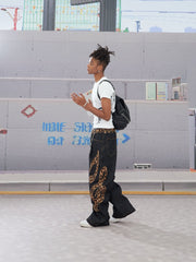 DND4DES Leopard Music Note Patch Baggy Jeans