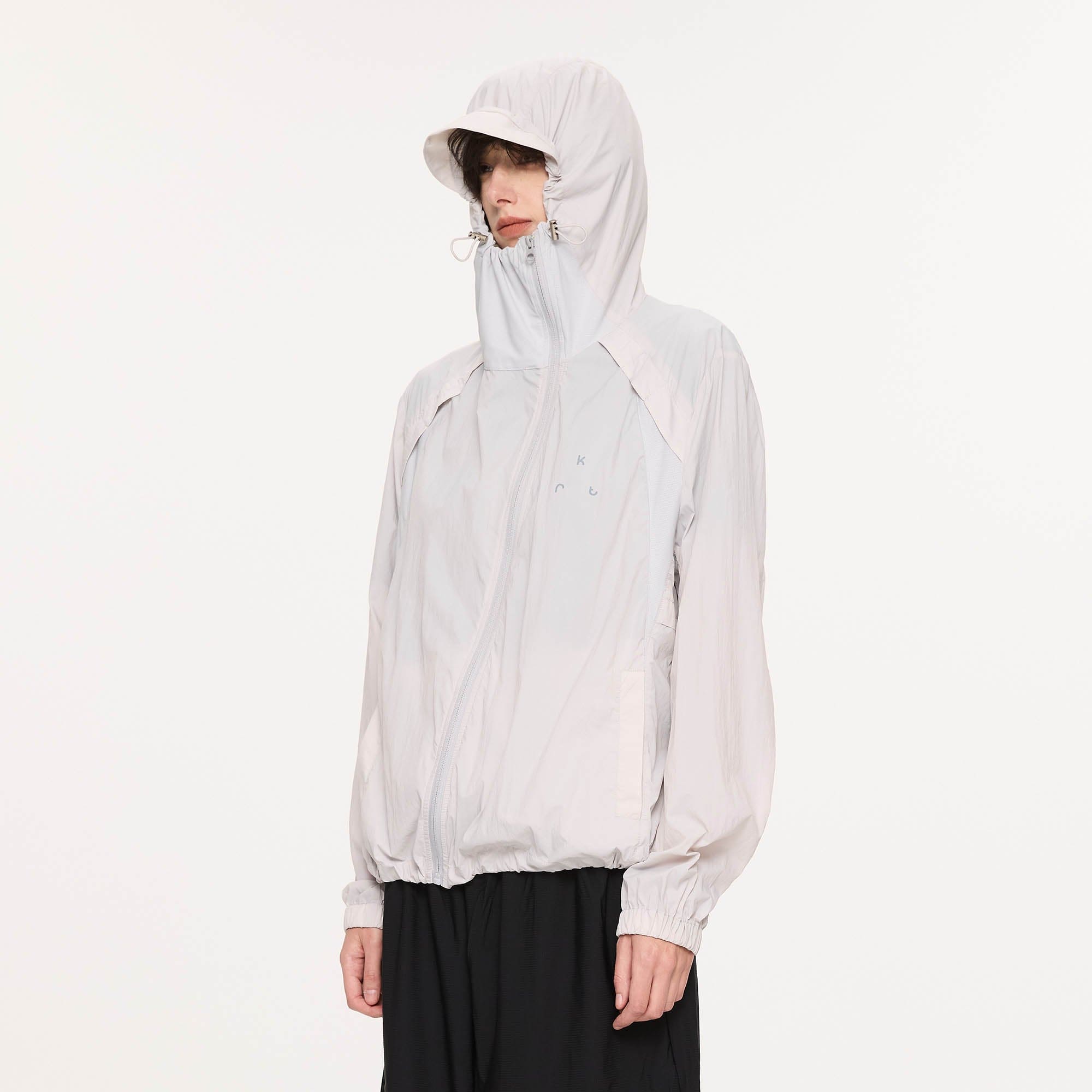 KREATE Asymmetrical Zip Mesh-Paneled UV Protection Hooded Jacket
