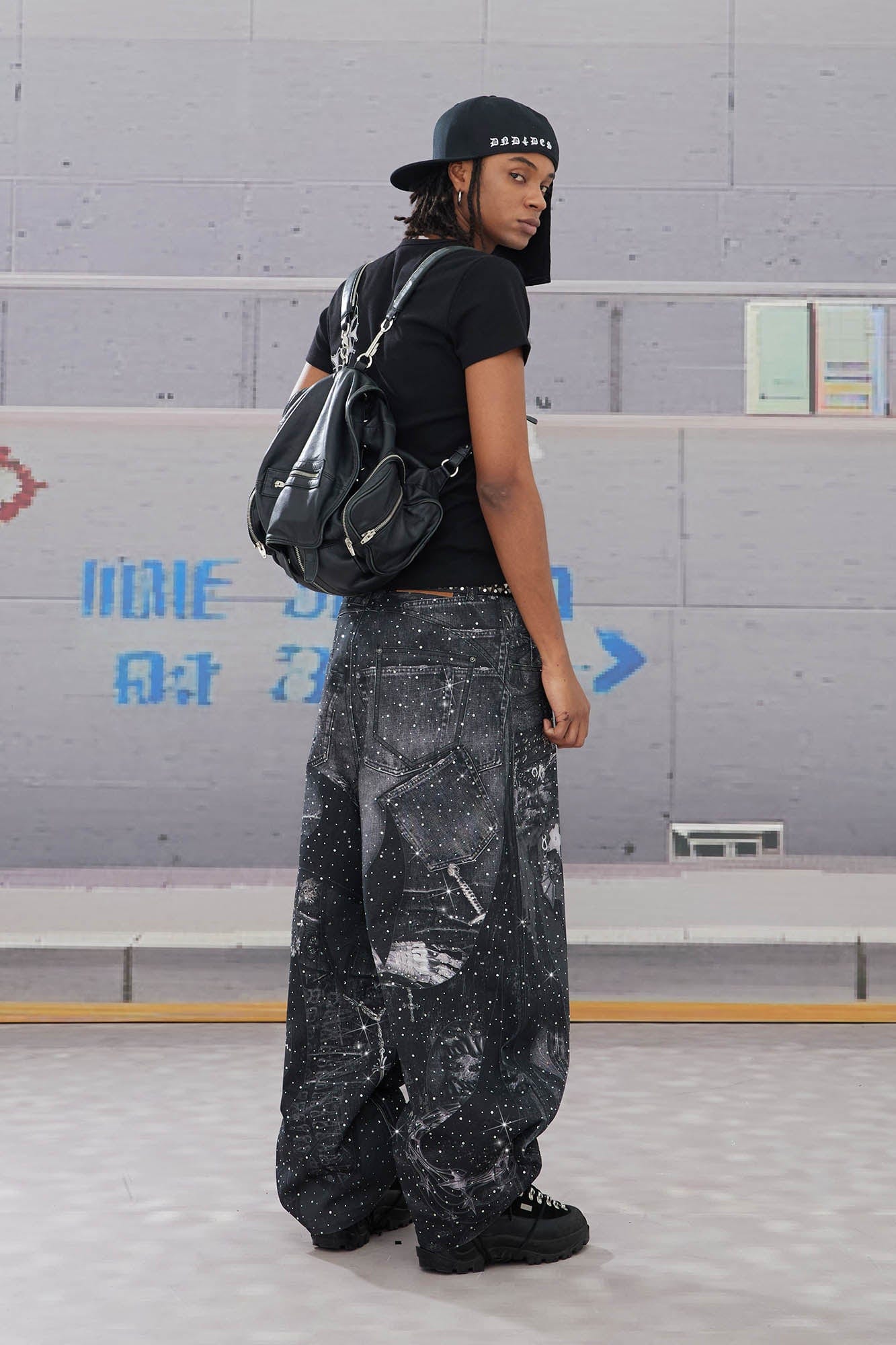 DND4DES Armour Full-Print Diamond Baggy Jeans