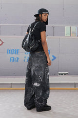 DND4DES Armour Full-Print Diamond Baggy Jeans