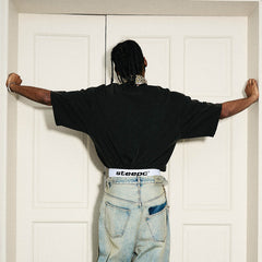 STEEPC Distressed Slogan Full-Print T-Shirt