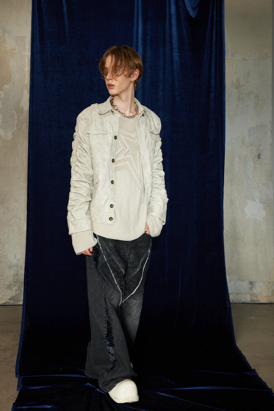 DND4DES Faux Leather Wrinkled Jacket