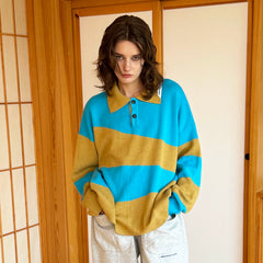 MIICHOUS Nature Magazine Ripple Stripe Polo Sweater