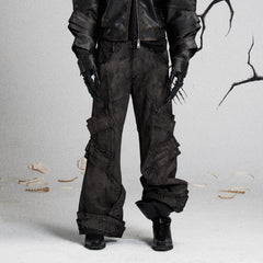 FLYERRER Mutation Layered Strap Distressed Wide-Leg Pants
