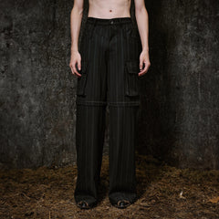 ILNya Nieternite Nifutur Multi-Pocket Stripe Detachable-Leg Pants