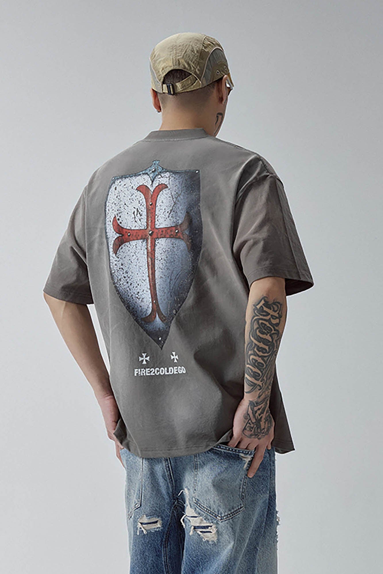F2CE Distressed Shield Graphic Heavyweight T-Shirt
