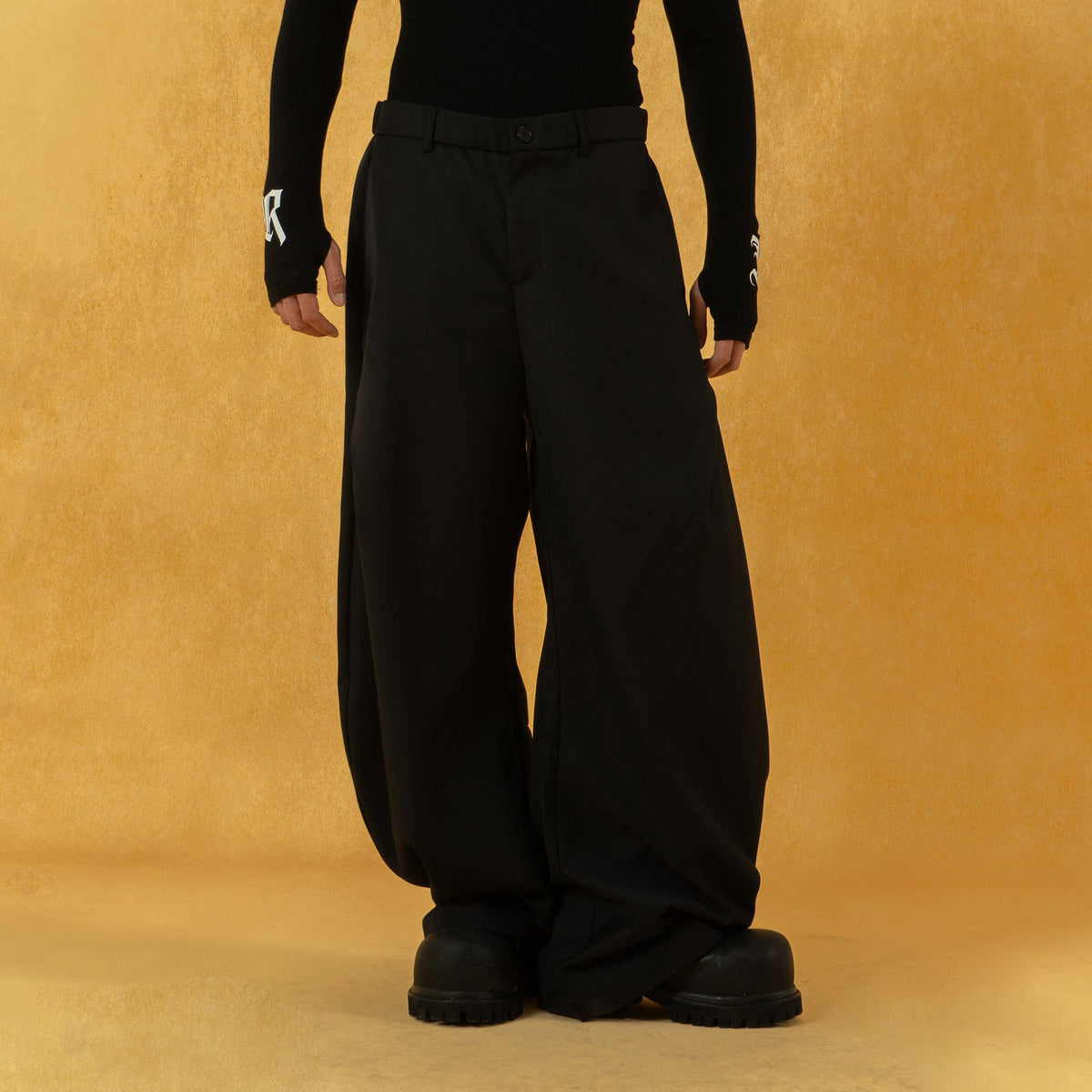 CLP Curved Crinkled Floor-Length Trousers
