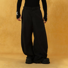 CLP Curved Crinkled Floor-Length Trousers