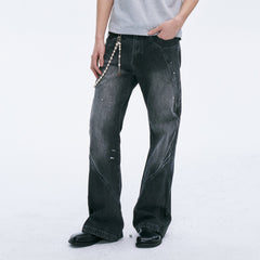 CATSSTAC Washed Panel Paint-Stain Wide-Leg Jeans