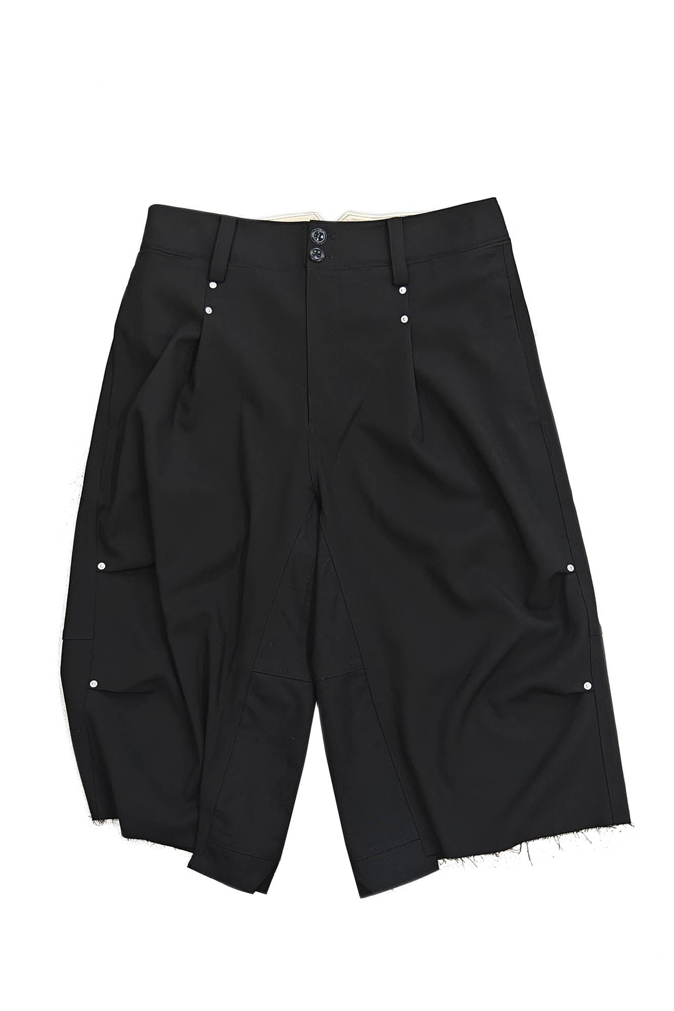 FACEONLAB Retro Pleated Raw-Edge Shorts