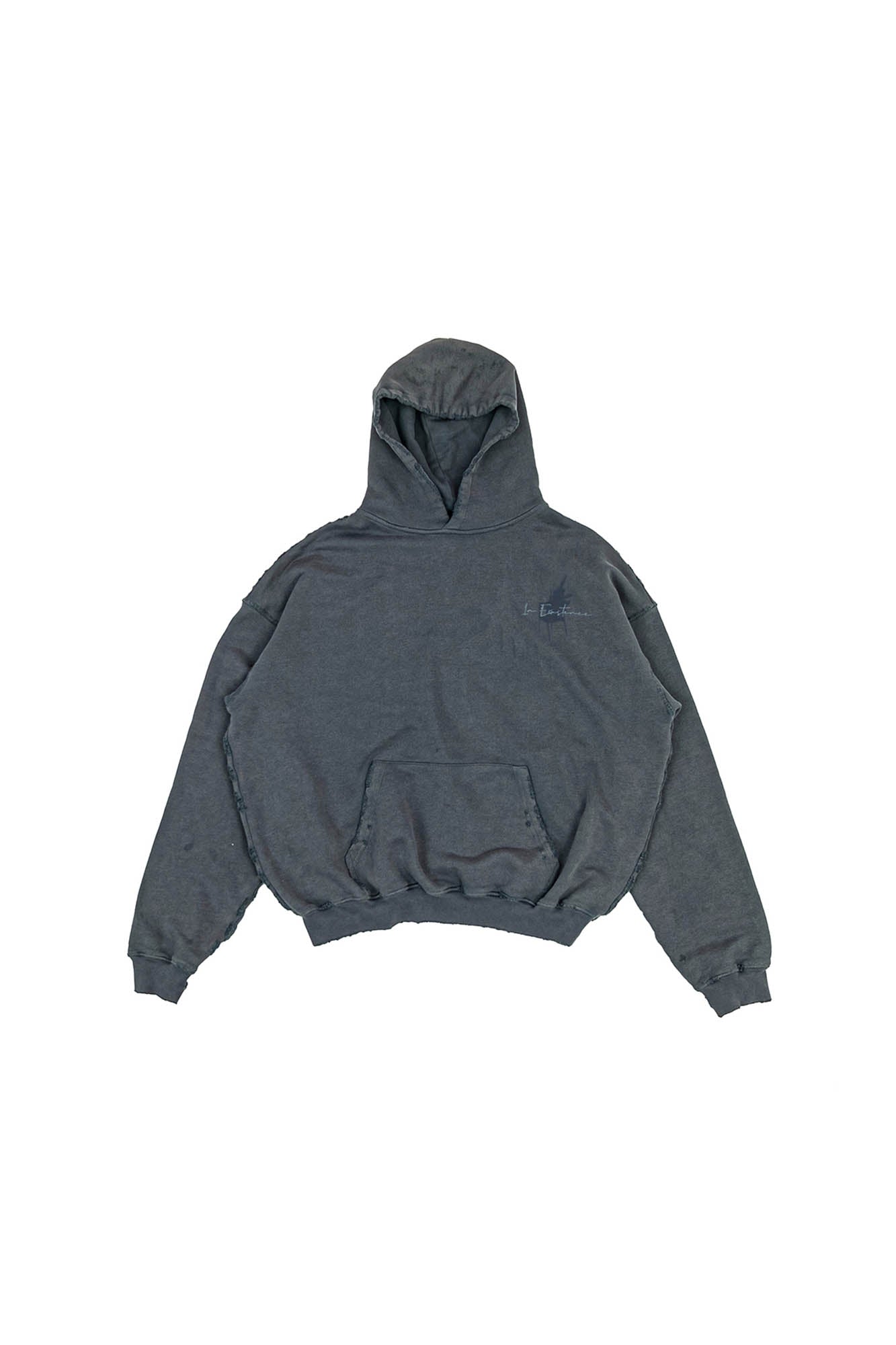 IN EXISTENCE Washed Frayed Graphic Hoodie