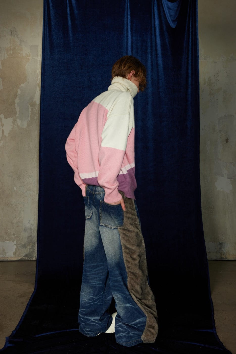 DND4DES Faux Fur Spliced Jeans