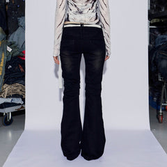 DND4DESxFaychui Rose Studded Low-Rise Flared Jeans