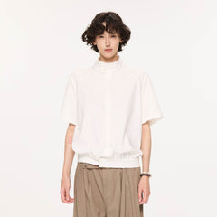 KREATE Harrington Stand-Collar Half Sleeve Shirt